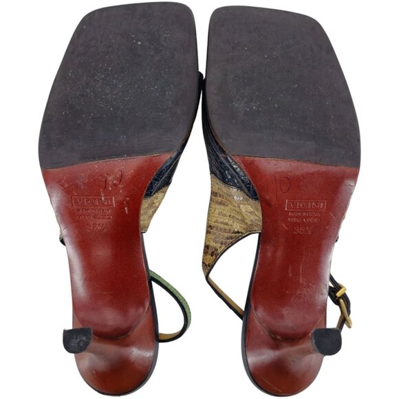 Giuseppe Zanotti Italy Alligator lizard Leather Slingback Open-toe Heels Womens - Picture 4 of 12